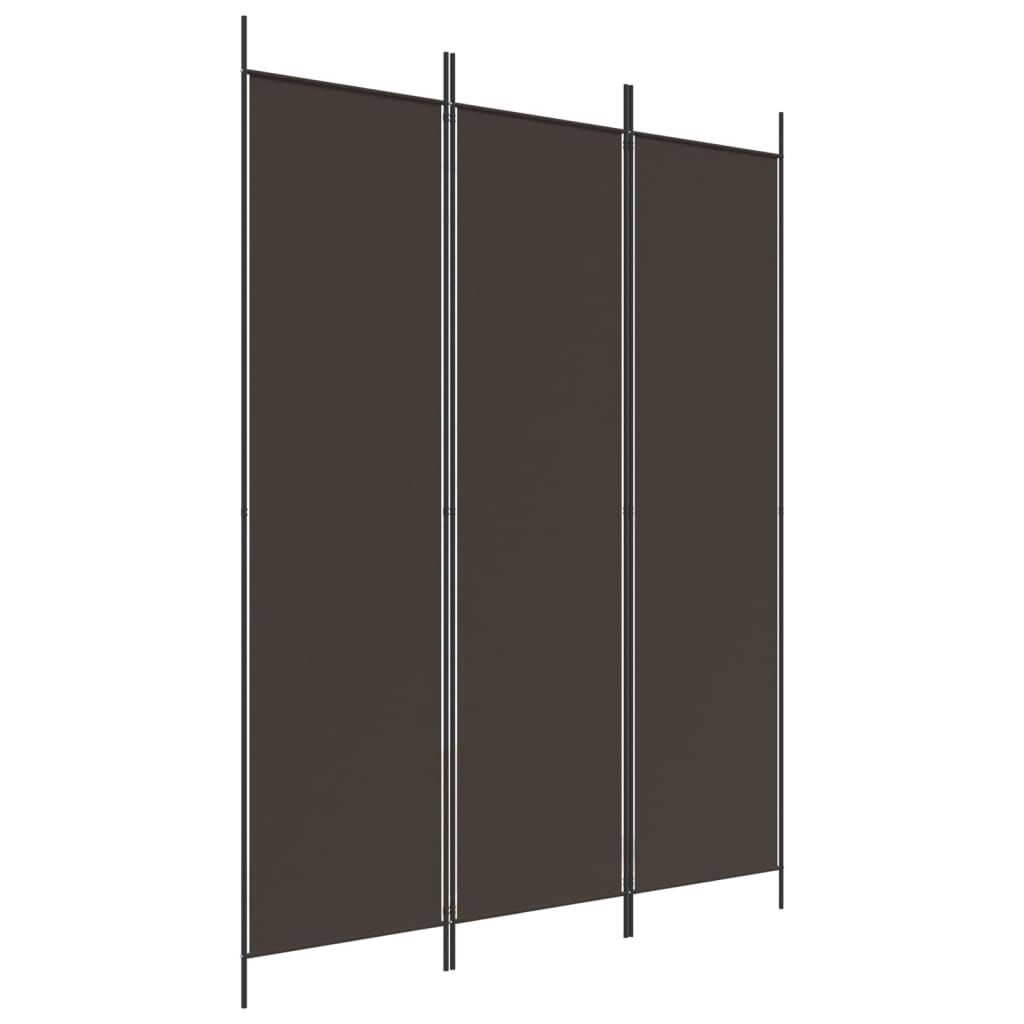 Brown 3-Panel Fabric Room Divider, 150x200 cm