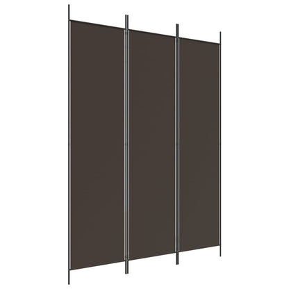 Brown 3-Panel Fabric Room Divider, 150x200 cm