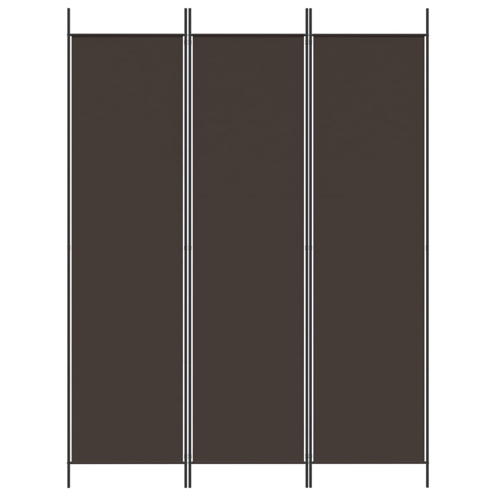 Brown 3-Panel Fabric Room Divider, 150x200 cm