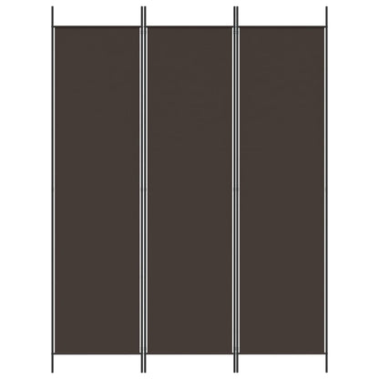 Brown 3-Panel Fabric Room Divider, 150x200 cm