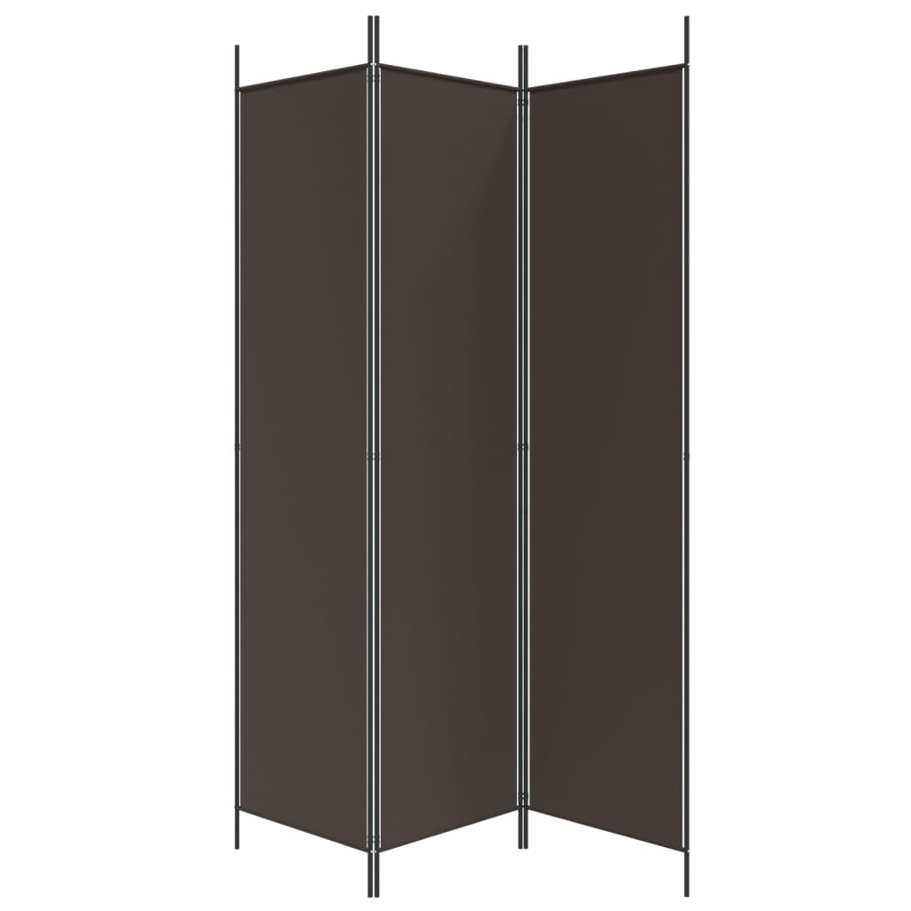 Brown 3-Panel Fabric Room Divider, 150x200 cm