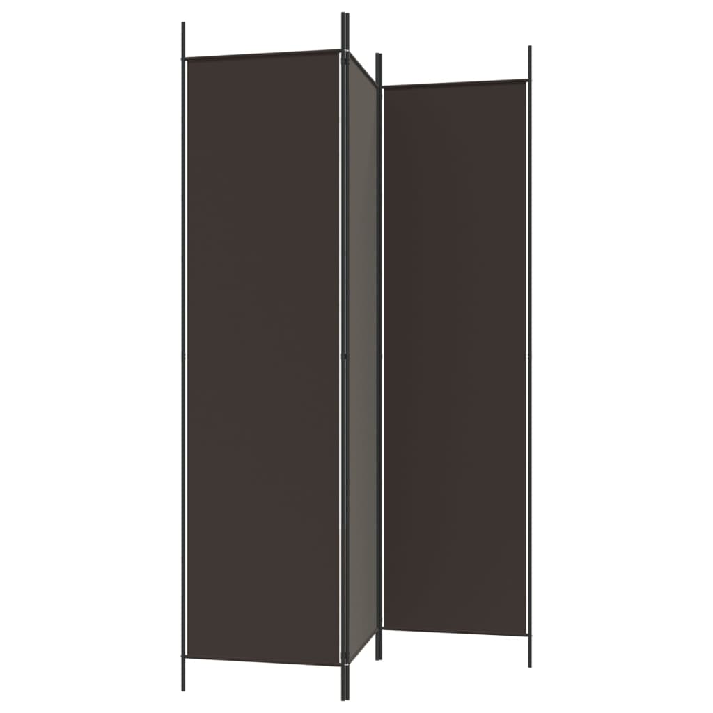 Brown 3-Panel Fabric Room Divider, 150x200 cm