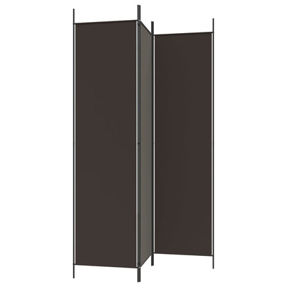Brown 3-Panel Fabric Room Divider, 150x200 cm