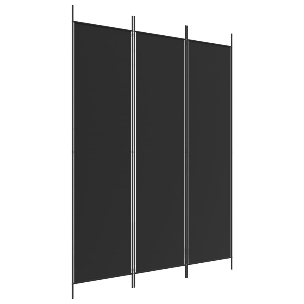 Black Fabric 3-Panel Room Divider 150x200 cm