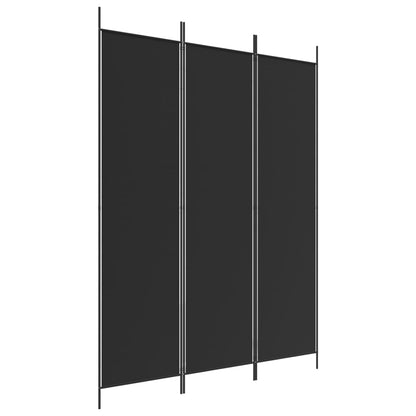 Black Fabric 3-Panel Room Divider 150x200 cm