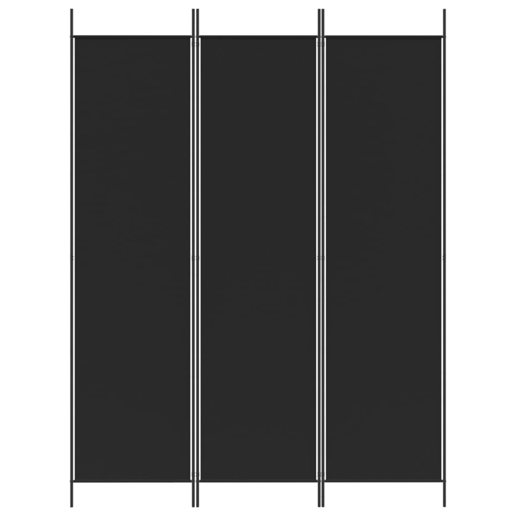 Black Fabric 3-Panel Room Divider 150x200 cm