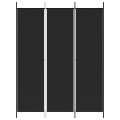 Black Fabric 3-Panel Room Divider 150x200 cm