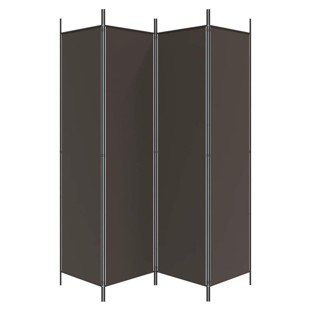 Elegant Brown Fabric 4-Panel Room Divider, 200x200 cm