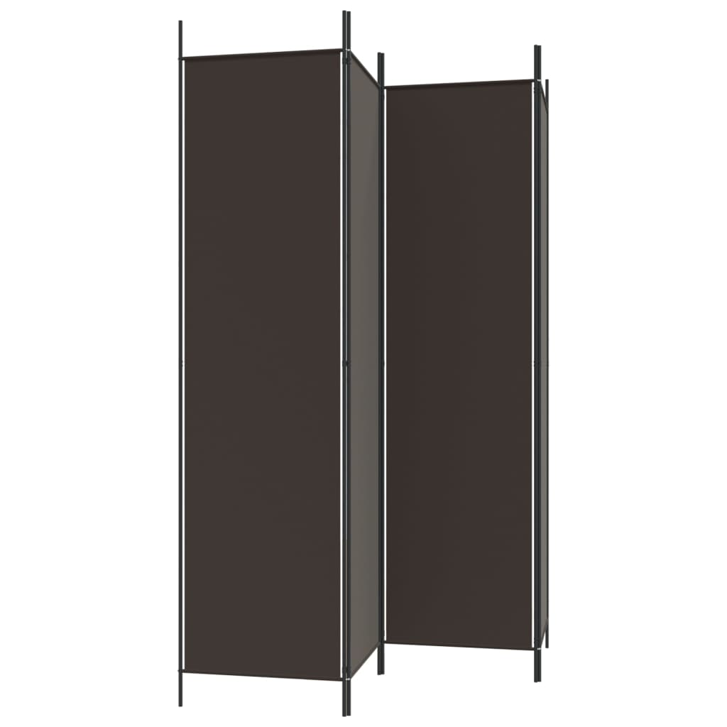 Elegant Brown Fabric 4-Panel Room Divider, 200x200 cm