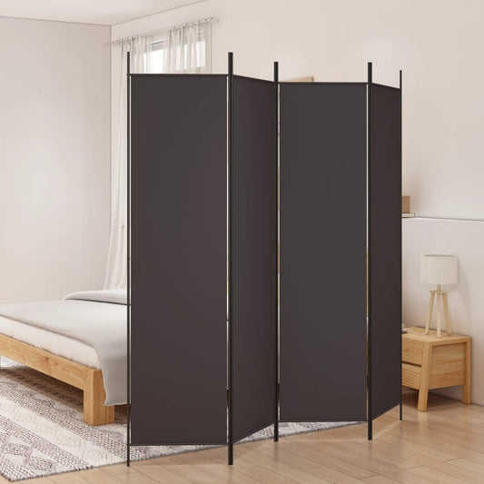 Elegant Brown Fabric 4-Panel Room Divider, 200x200 cm