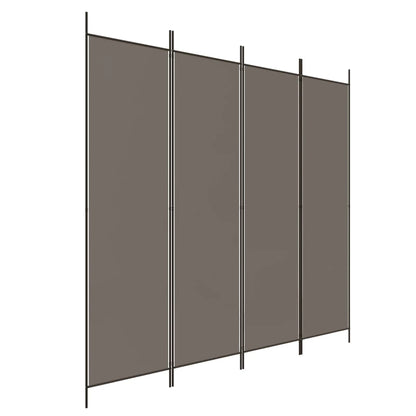 Anthracite Fabric 4-Panel Room Divider, 200x200 cm