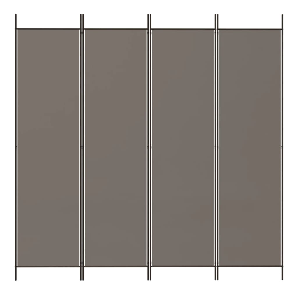Anthracite Fabric 4-Panel Room Divider, 200x200 cm