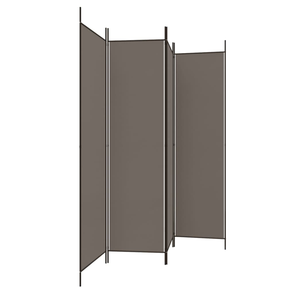 Anthracite Fabric 4-Panel Room Divider, 200x200 cm