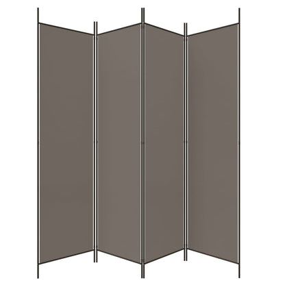 Anthracite Fabric 4-Panel Room Divider, 200x200 cm