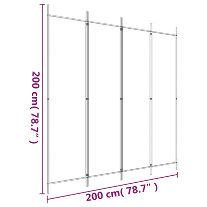 Anthracite Fabric 4-Panel Room Divider, 200x200 cm