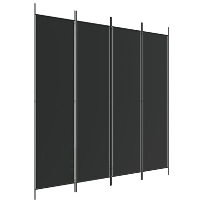 4-Panel Black Fabric Room Divider 200x200 cm: Stylish Privacy Solution