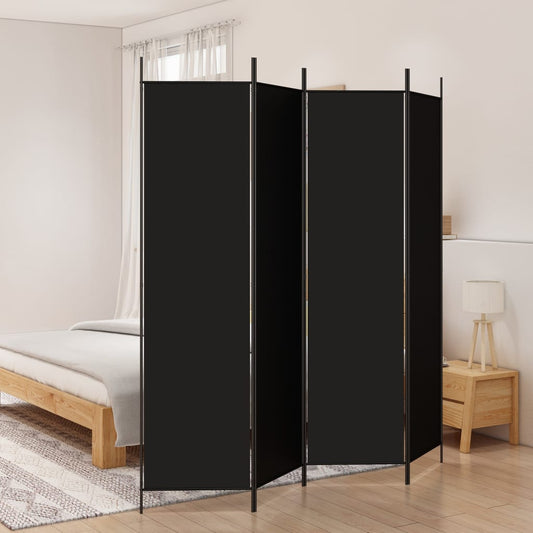 4-Panel Black Fabric Room Divider 200x200 cm: Stylish Privacy Solution
