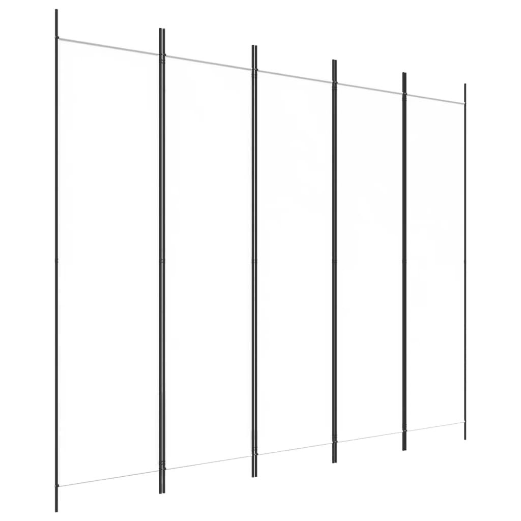 White 5-Panel Fabric Room Divider 250x200 cm - Stylish Privacy Screen