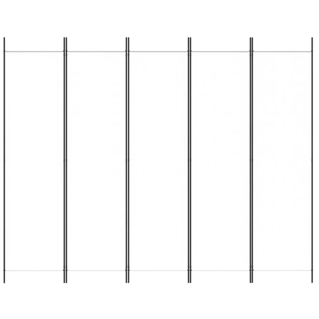 White 5-Panel Fabric Room Divider 250x200 cm - Stylish Privacy Screen