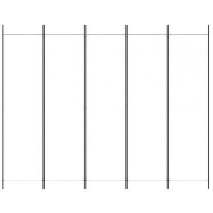 White 5-Panel Fabric Room Divider 250x200 cm - Stylish Privacy Screen