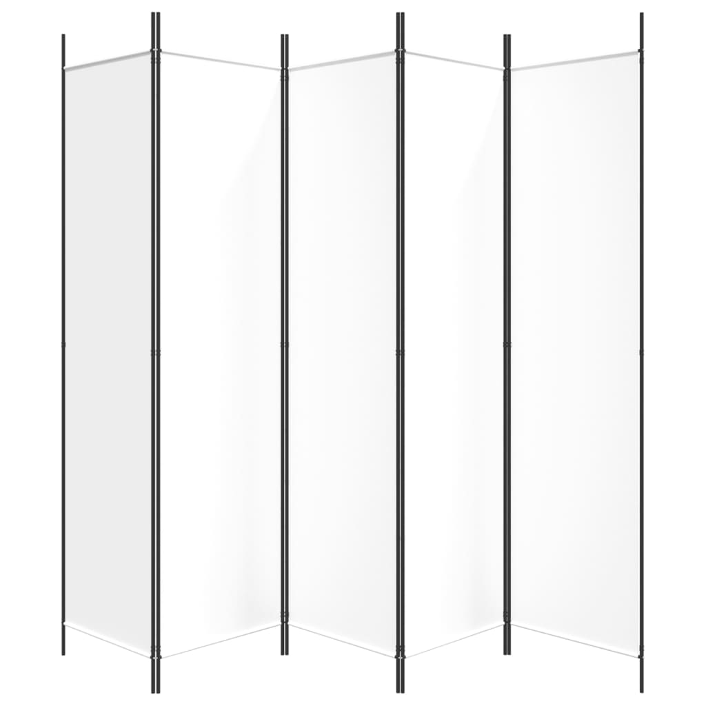White 5-Panel Fabric Room Divider 250x200 cm - Stylish Privacy Screen