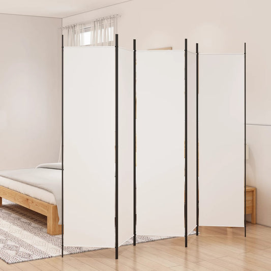 White 5-Panel Fabric Room Divider 250x200 cm - Stylish Privacy Screen