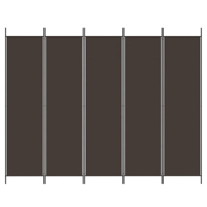 Brown 5-Panel Room Divider, 250x200 cm, Fabric Privacy Screen