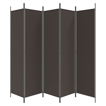 Brown 5-Panel Room Divider, 250x200 cm, Fabric Privacy Screen