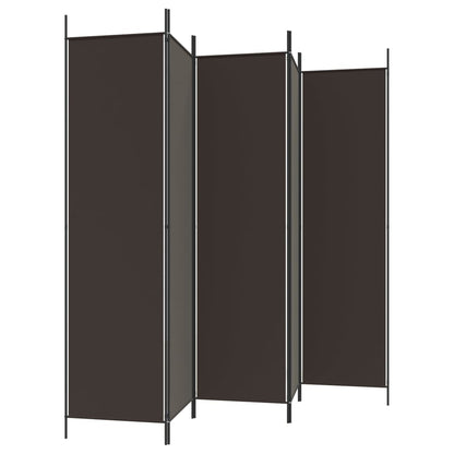 Brown 5-Panel Room Divider, 250x200 cm, Fabric Privacy Screen