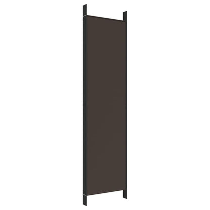 Brown 5-Panel Room Divider, 250x200 cm, Fabric Privacy Screen