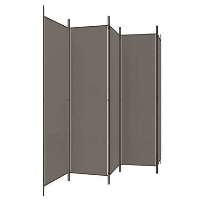 Anthracite Fabric 5-Panel Room Divider, 250x200 cm
