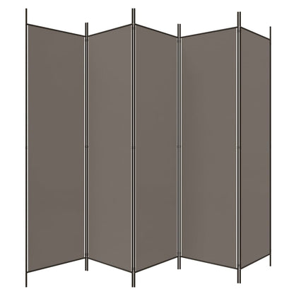 Anthracite Fabric 5-Panel Room Divider, 250x200 cm