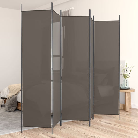 Anthracite Fabric 5-Panel Room Divider, 250x200 cm