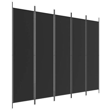Elegant Black Fabric 5-Panel Room Divider - 250x200 cm