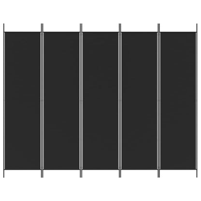 Elegant Black Fabric 5-Panel Room Divider - 250x200 cm