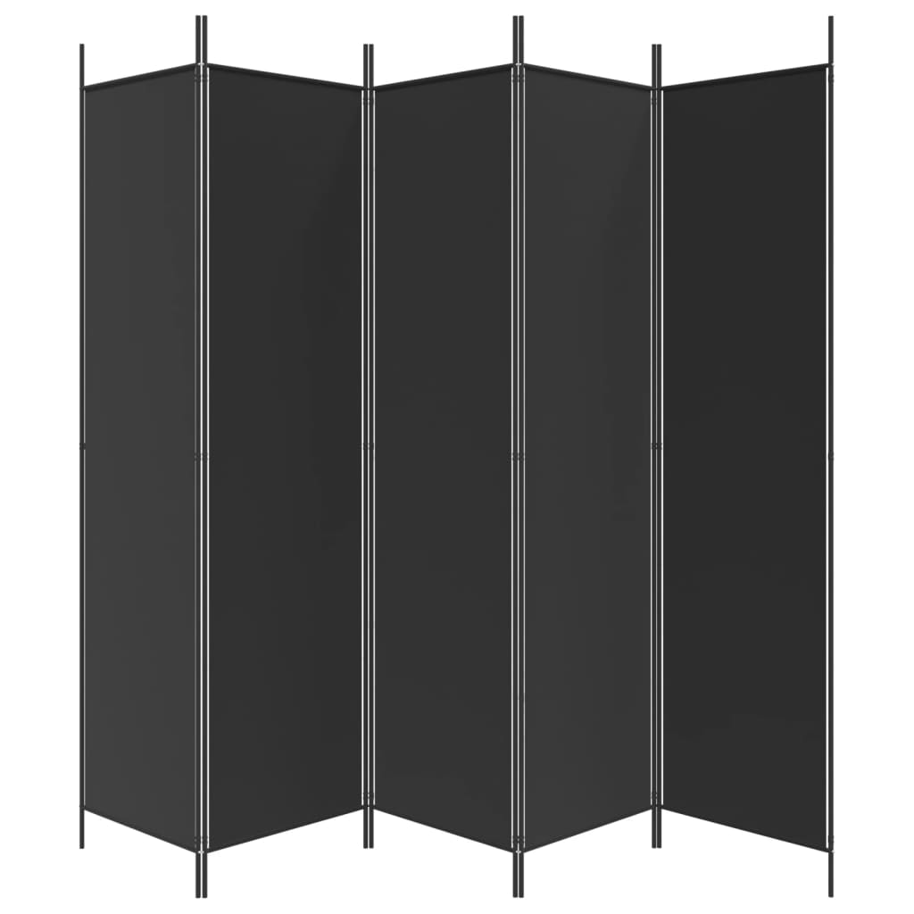 Elegant Black Fabric 5-Panel Room Divider - 250x200 cm