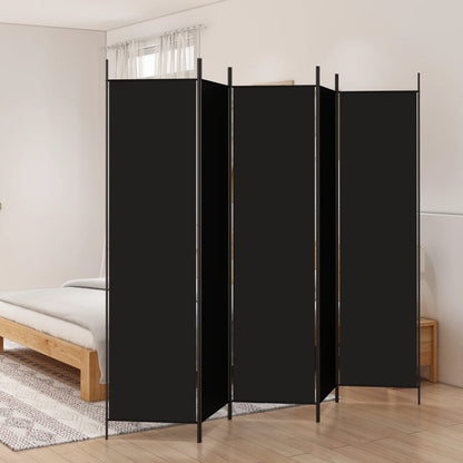 Elegant Black Fabric 5-Panel Room Divider - 250x200 cm