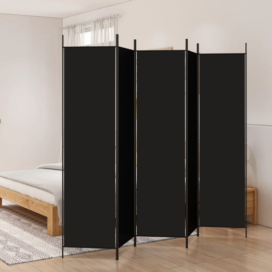 Elegant Black Fabric 5-Panel Room Divider - 250x200 cm