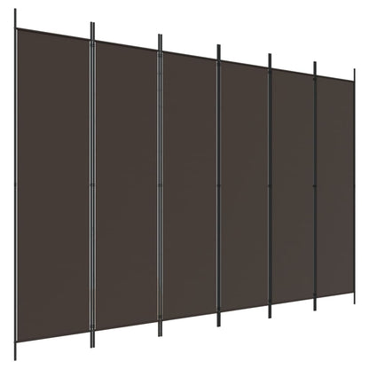 Brown Fabric 6-Panel Room Divider, 300x200 cm