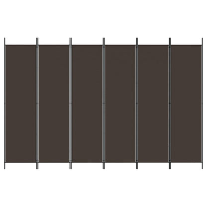 Brown Fabric 6-Panel Room Divider, 300x200 cm