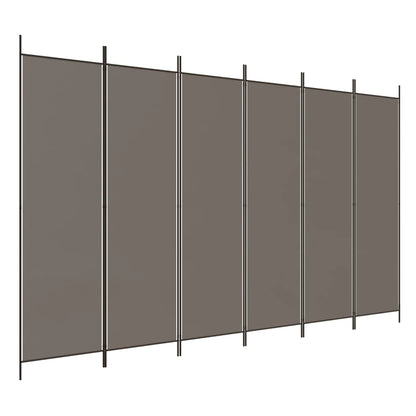Anthracite Fabric 6-Panel Room Divider, 300x200 cm