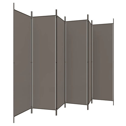 Anthracite Fabric 6-Panel Room Divider, 300x200 cm