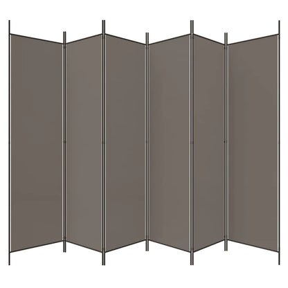 Anthracite Fabric 6-Panel Room Divider, 300x200 cm