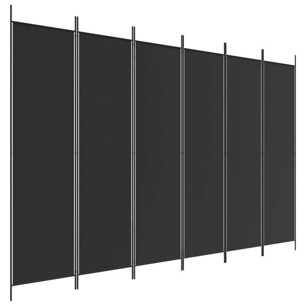 Black Fabric 6-Panel Room Divider, 300x200 cm - Stylish Privacy Solution