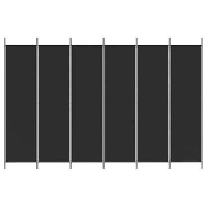 Black Fabric 6-Panel Room Divider, 300x200 cm - Stylish Privacy Solution