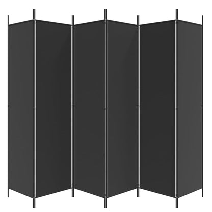 Black Fabric 6-Panel Room Divider, 300x200 cm - Stylish Privacy Solution