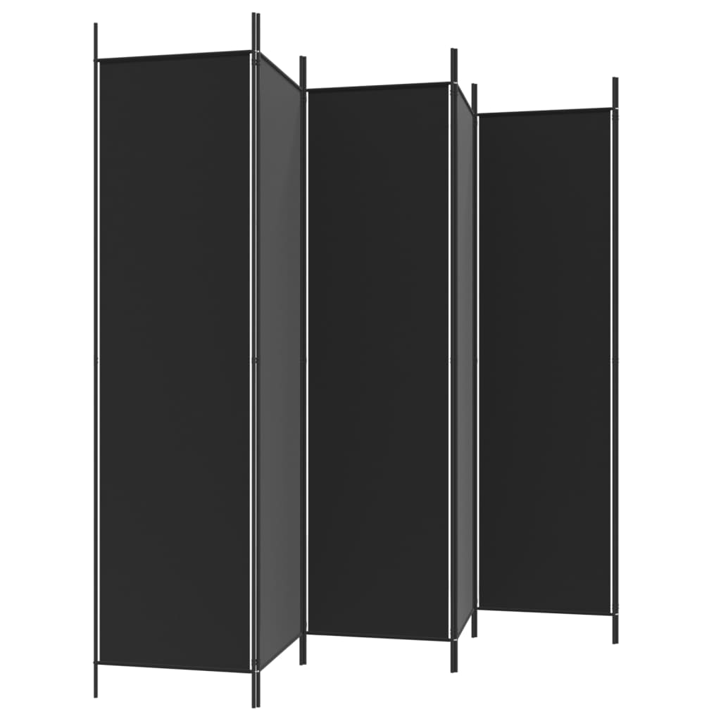Black Fabric 6-Panel Room Divider, 300x200 cm - Stylish Privacy Solution