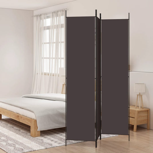 Brown Fabric 3-Panel Room Divider 150x220 cm - Stylish Privacy Screen
