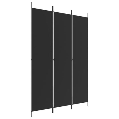 Black Fabric 3-Panel Room Divider - 150x220 cm