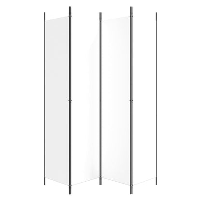 White 4-Panel Fabric Room Divider, 200x220 cm